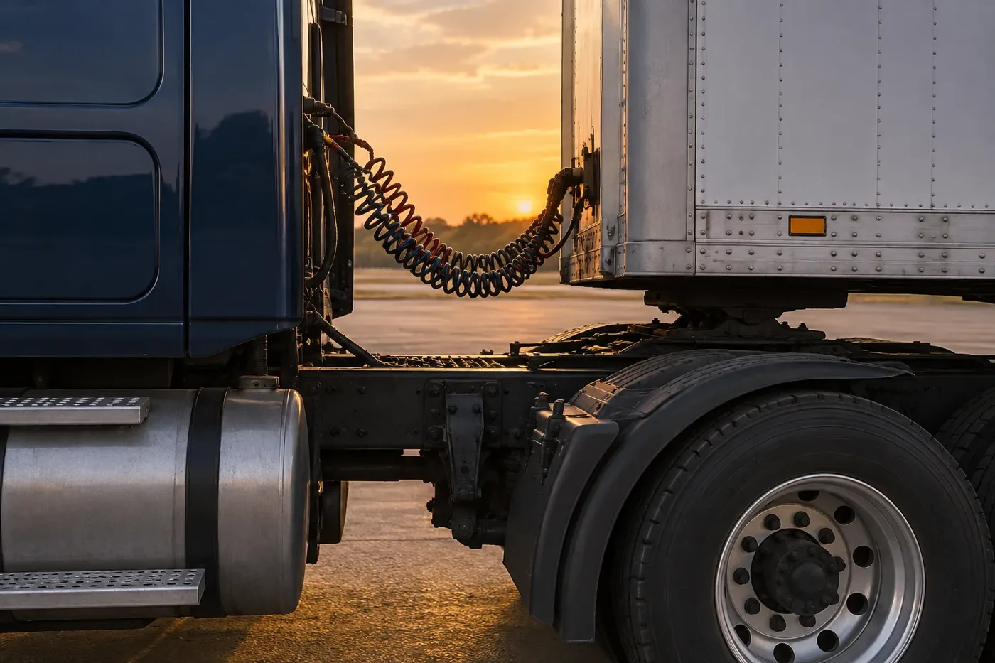 Illustration representing a combination tractor-trailer vehicle