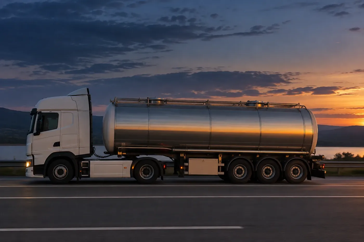 Illustration representing tank vehicle liquid cargo transport